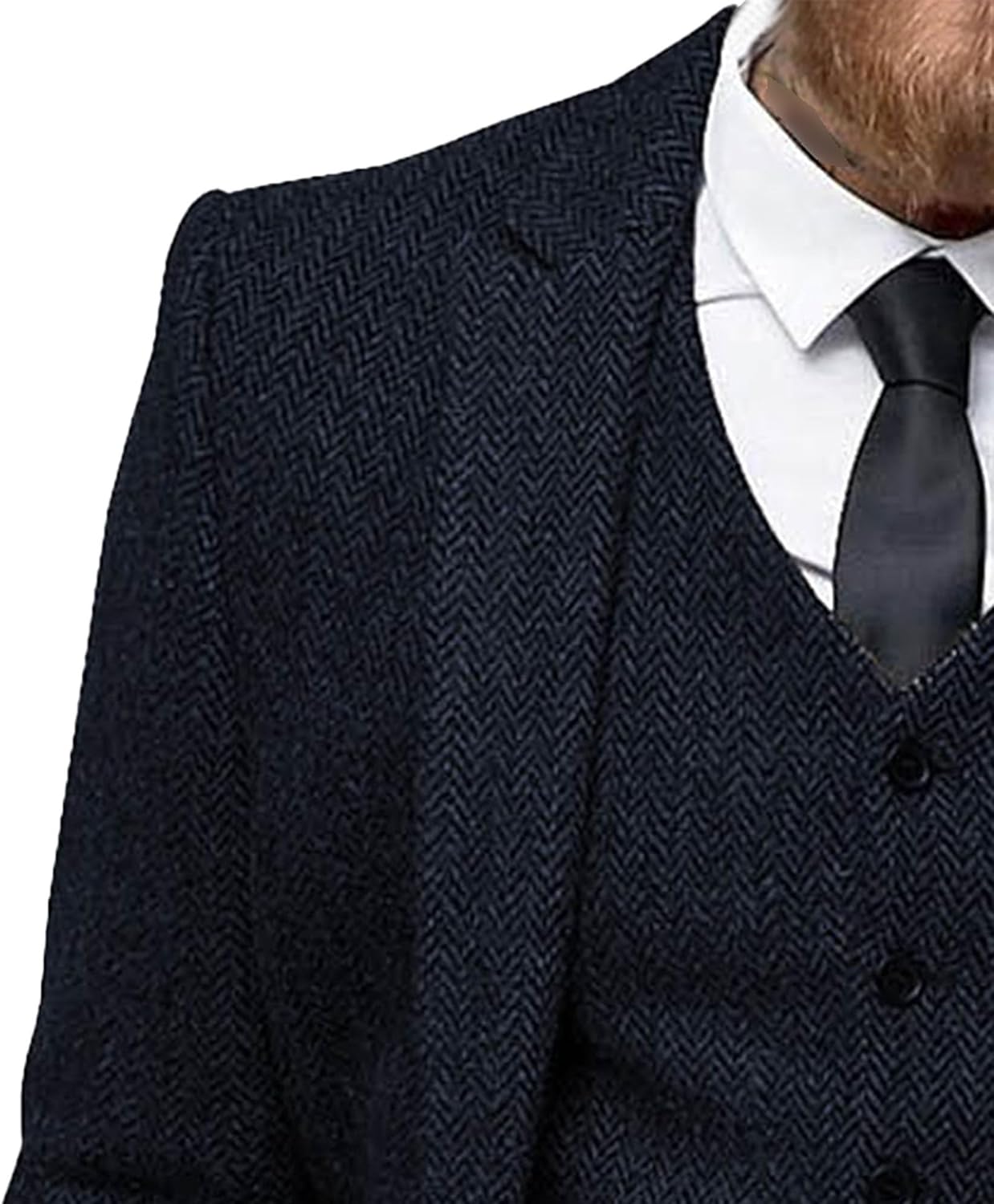 JEsilunmaMY Men's Slim Fit Business Formal Suit 3 Piece Tweed Herringbone Wedding Suit Tuxedo Suits for Dinner Party Prom