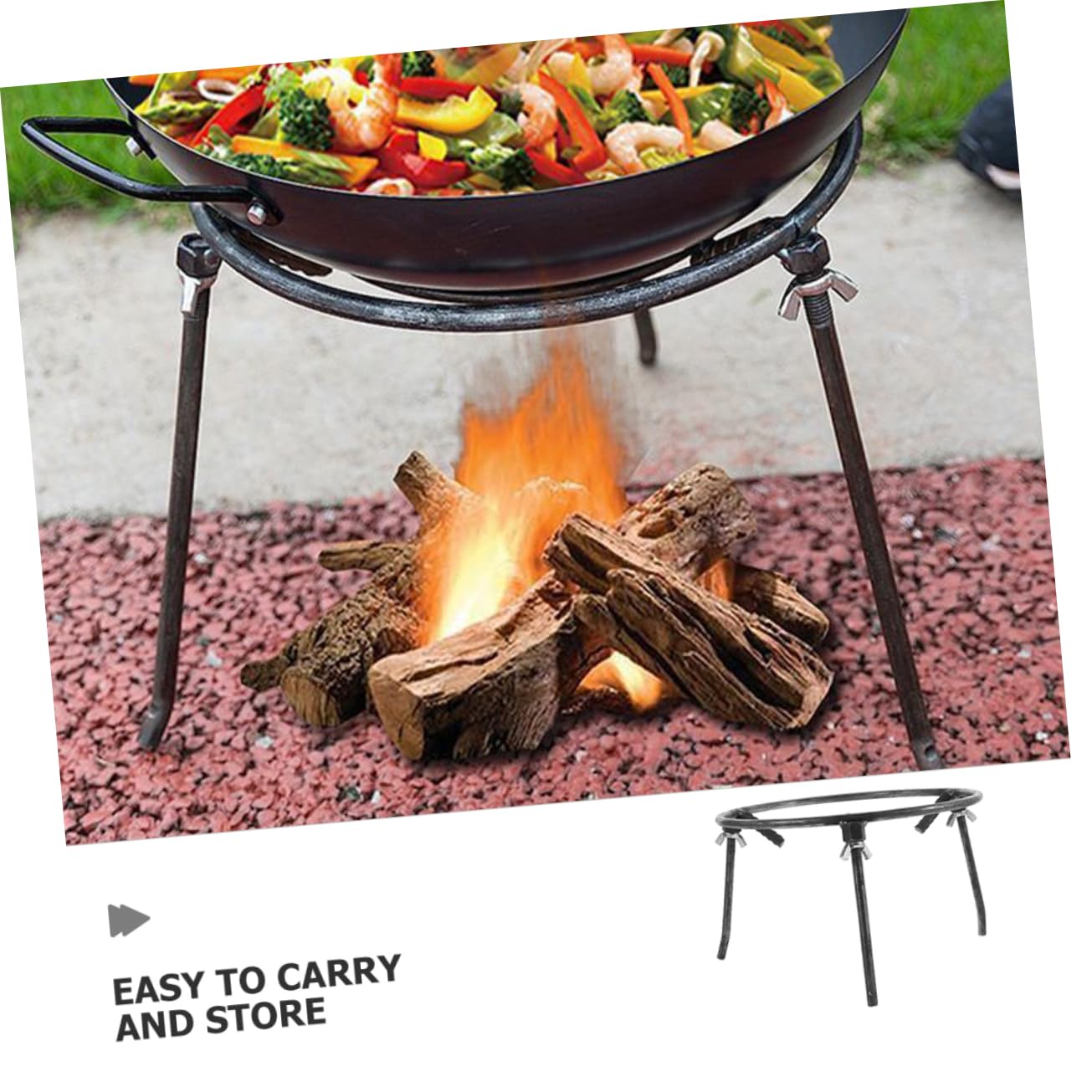 Treppiede da Campeggio per Cucinare, Supporto Pentola Nero