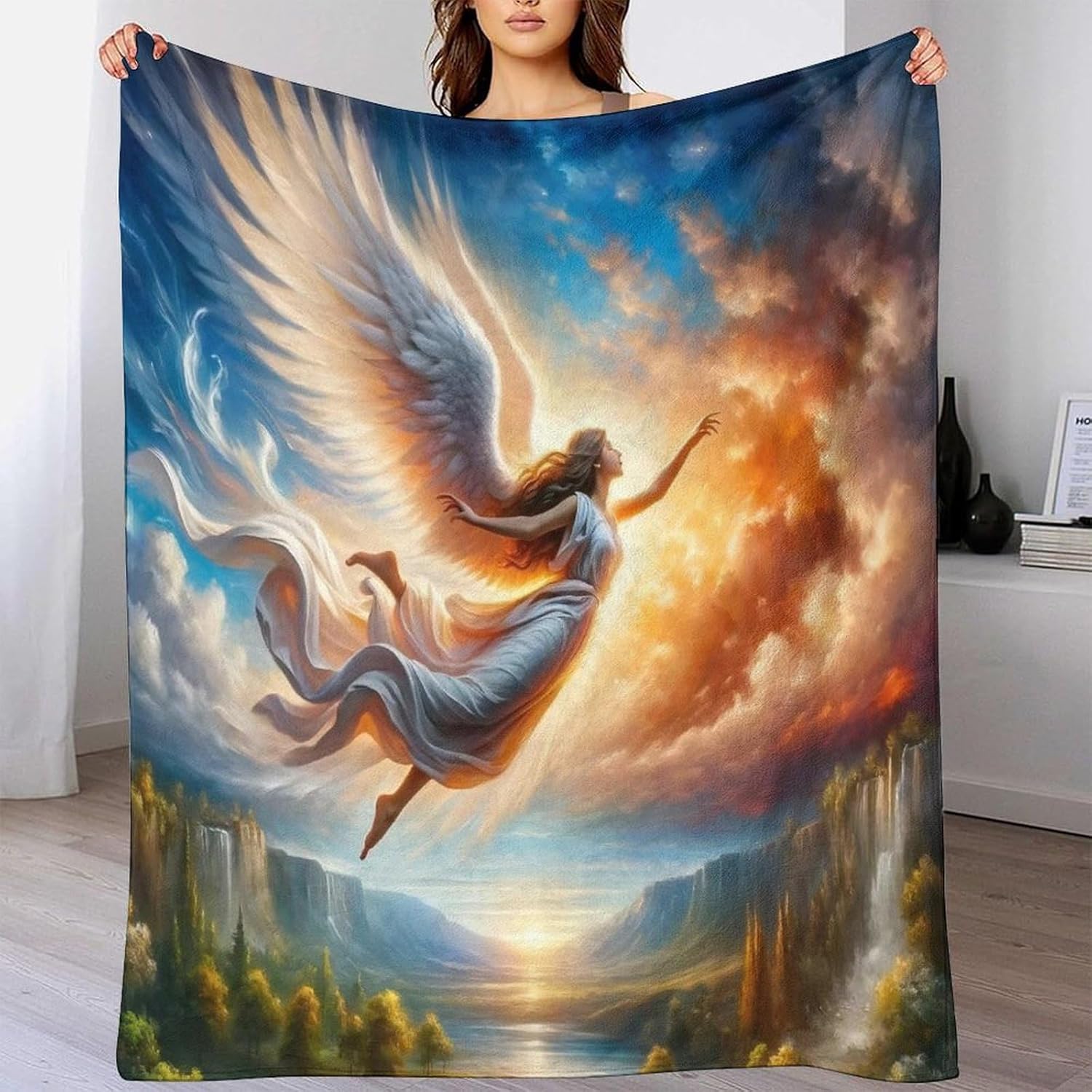 Angel Blankets 3D Print Christ Flannel Fluffy Warm Bed Blankets Soft