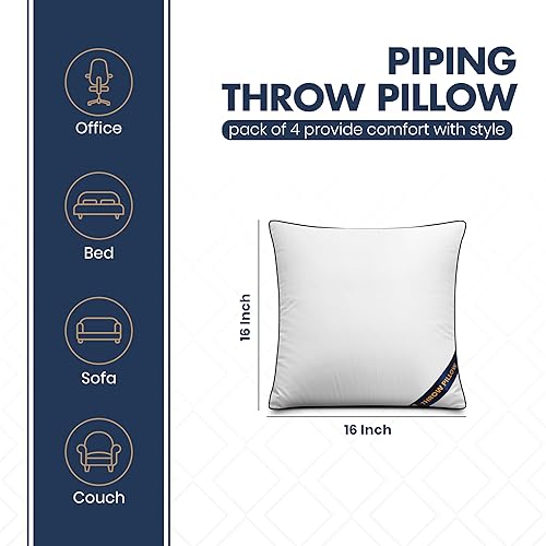 Miniatura 10 de Utopia Bedding Juego de 4 cojines decorativos de 12 x 20 pulgadas, para sofá, cama, sofá, funda de cojín (4 unidades, color blanco)