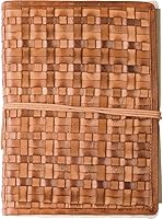 Primitives by Kathy Woven Leather Journal - Textured Leather Bound Notebook with Deckle Edge Paper, 96 Unlined Pages, USA Designed