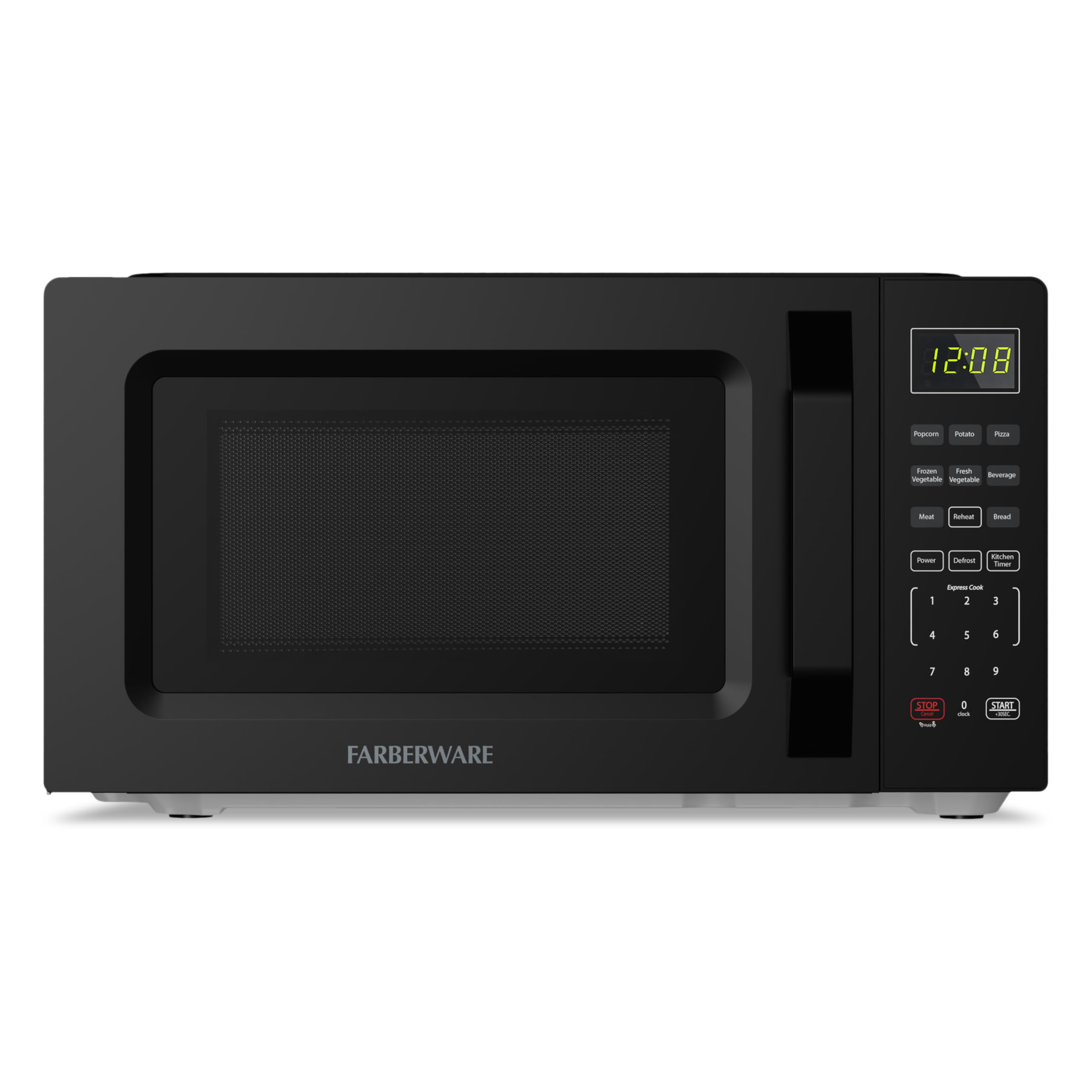 Farberware Countertop Microwave Oven, 700W, 0.7 Cu. Ft. Capacity, Compact Design with Turntable, Digital Display &amp; Auto-Cook Functions, Black