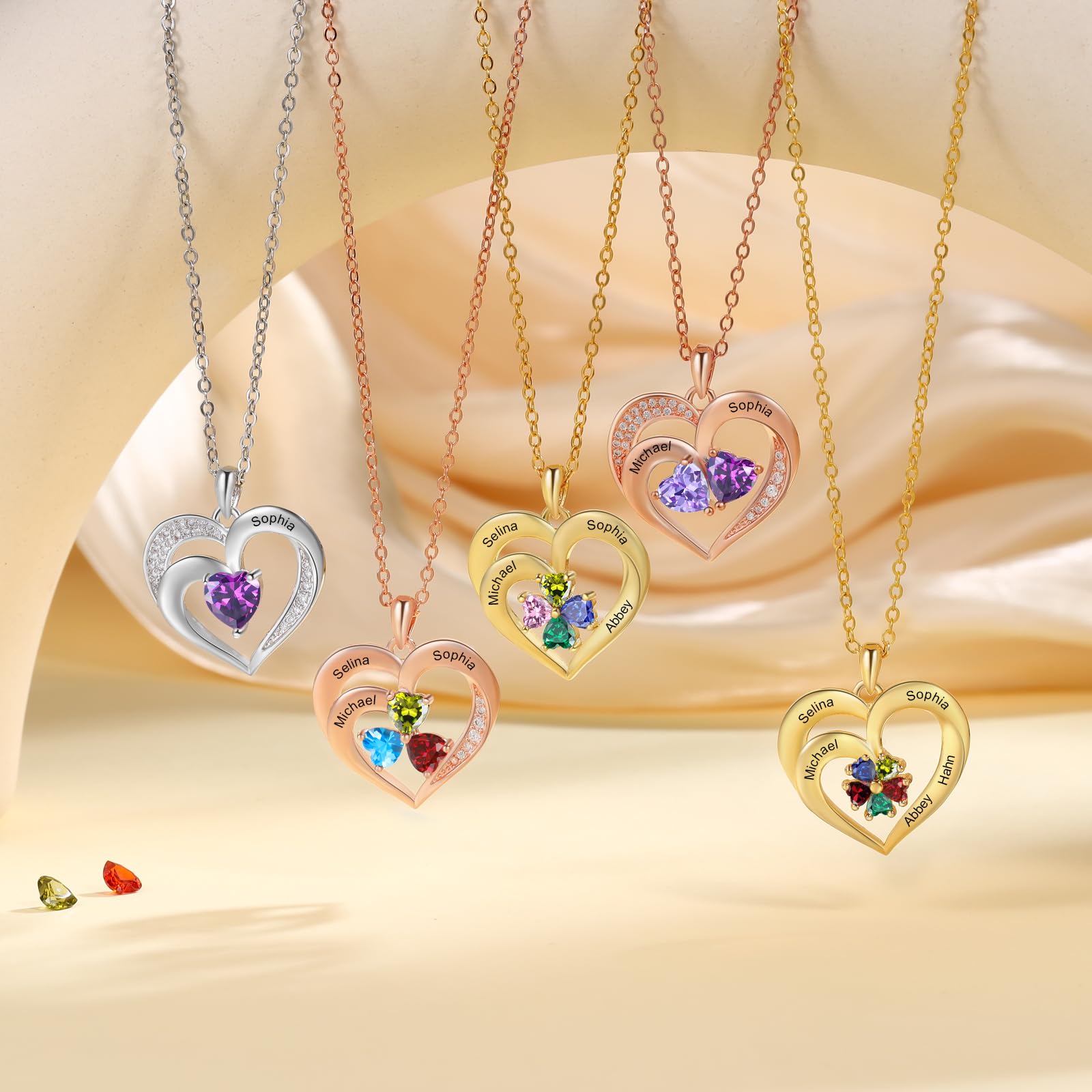 Jeweidea Personalisierte Namenskette 925 Sterling Silber Kette Damen Herz Anhänger mit Namen für Mama Oma Geschenk für Muttertag Valentinstag Weihnachten