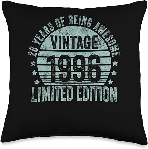 Miniatura 1 de Retro 28th Birthday Gifts Men Women Throw Pillow, 16x16, Multicolor