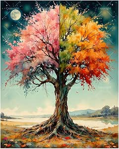 Amazon.com: Seasonal Nature Paint by Numbers Kit for Adults - DIY Split ...