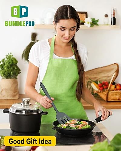 Miniatura 7 de Paquete de 2 espátulas de silicona, juego de espátulas de cocina ranuradas antiadherentes, utensilios de cocina resistentes al calor, sin BPA,