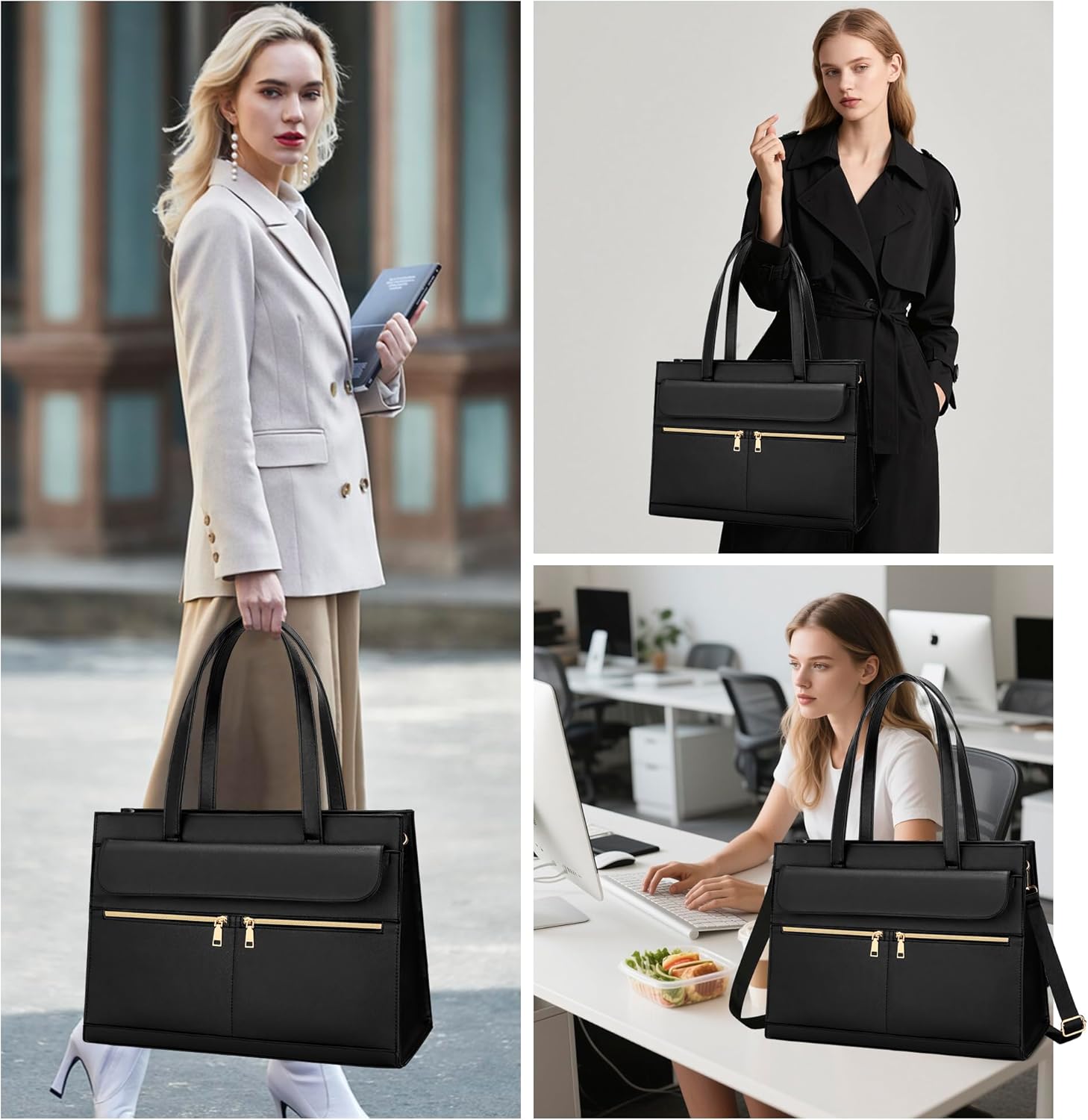 KKXIU Laptop Tote Bag for Women Work with Lunch Compartment 15.6 Inch Teacher Tote Work Purse