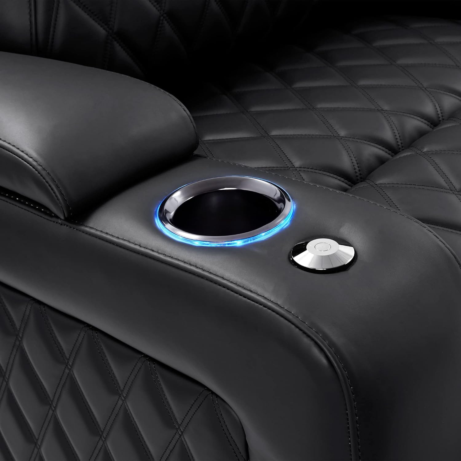 Valencia Oslo Luxury Edition Home Theater Seating | Semi-Aniline Italian Nappa 20000 Leather, Power Recline, Power Lumbar Support, Power Headrest, (Row of 3, Black)