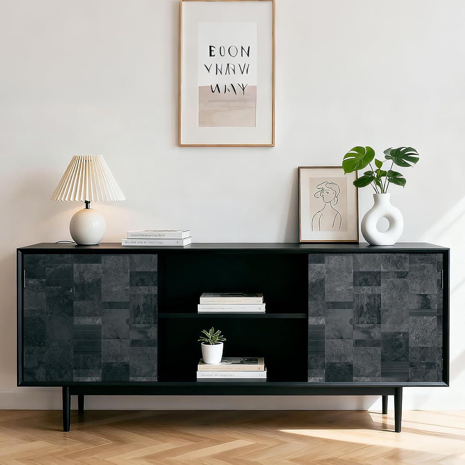 LACHEERY Dark Brick Peel and Stick Wallpaper Geometric Tiles 17.5"x275" Faux Brick Contact Paper Peel and Stick Stone Wallpaper 3D Textured Wall Paper for Bathroom Bedroom Walls Cabinets Fireplace