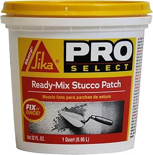 Sikacryl - Stucco Repair - Ready-Mix Stucco Patch, White - Repair spalls/Large Cracks in Stucco - Interior/Exterior - Acrylic-Based, Textured - 1 qt