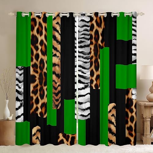 Feelyou Leopard Cheetah Animal Curtains Living Room 2 Panels