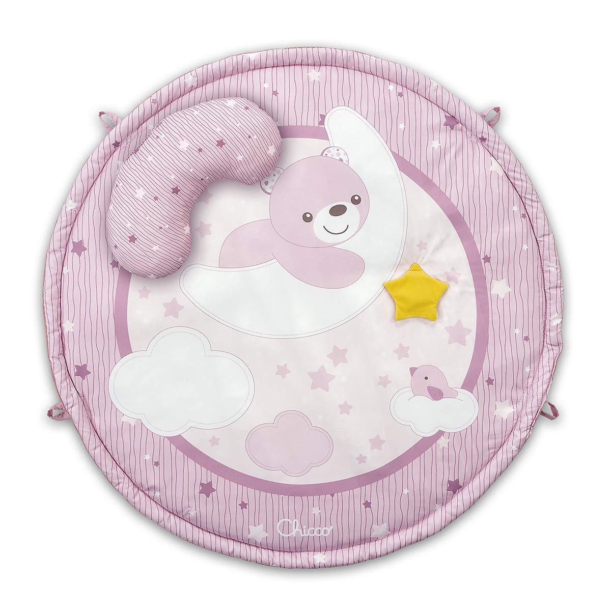 Chicco Palestrina dei Colori Rosa 3In1, Palestrina Neonato Multifunzione Elettronica con Tappeto Neonato, Proiettore Stelle, Luce Notturna Removibile & Set Igiene per Cura dei Bambini, Rosa