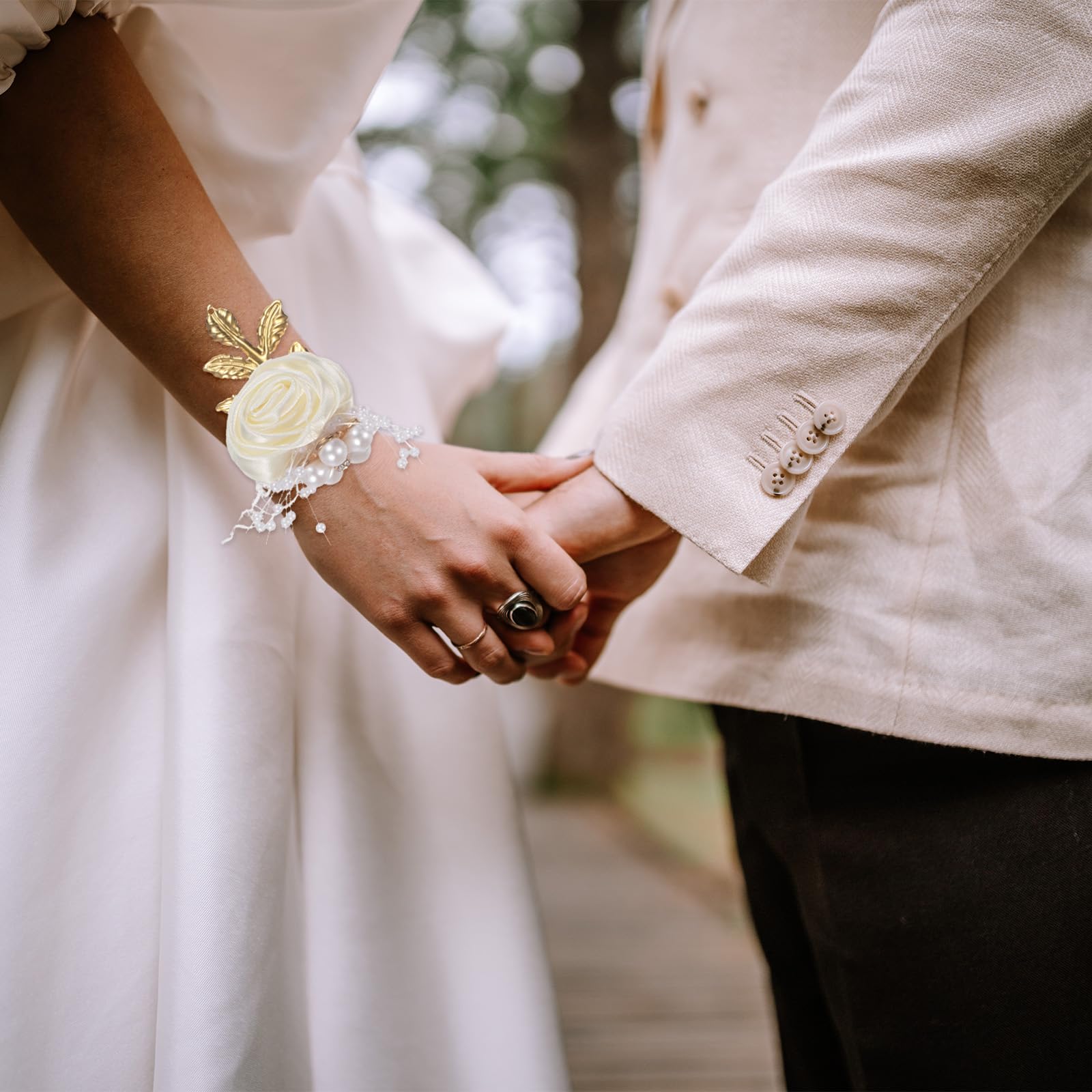 Set di 6 Pezzi di Fiori Bracciale da Sposa per Matrimonio,Corsage da Polso,Simulazione di Fiori da Polso Accessori per Decorazioni di Nozze per Damigelle d'Onore della Sposa