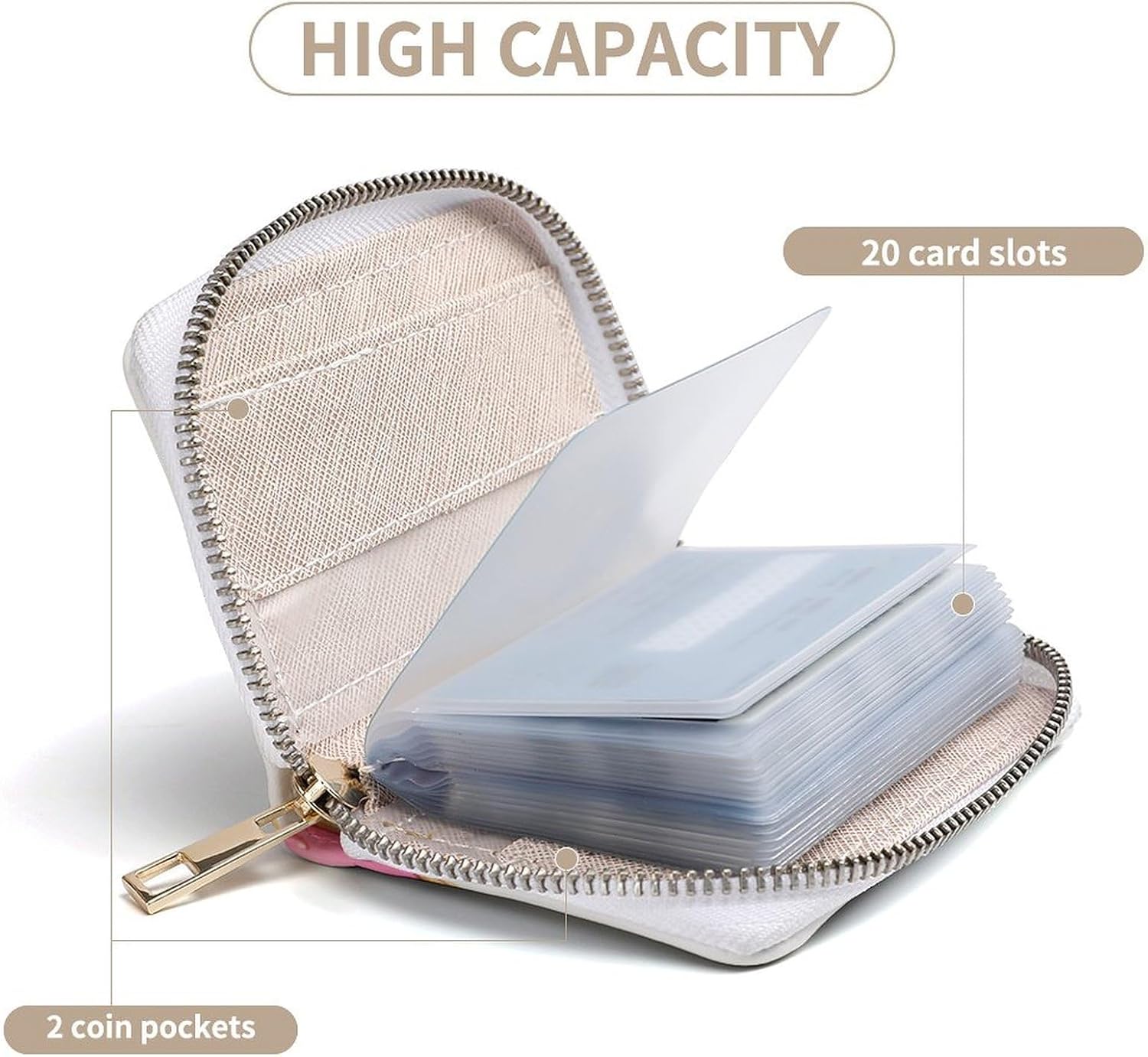Cute Donuts Card Holder RFID Blocking,Credit Card Wallet for Women And Men,Card Case Organizer Bag with Zipper