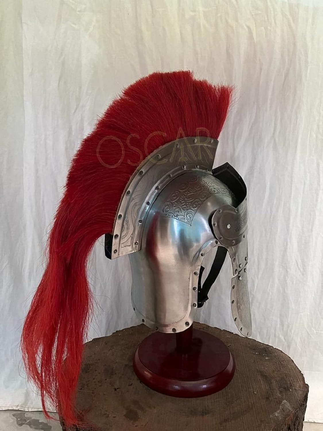 Mittelalterlicher Leonidas Römerhelm Silber Stahl Plume Wappen Helm Historischer Ritter Kampf Krieger LARP Helm Kreuzritter Rollenspiel Cosplay Kostüm Halloween