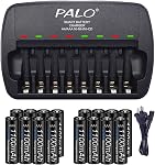 16 Packs Rechargeable AAA Batteries With Charger, 1.2V Low Self Discharge Ni-MH Batteries With Smart 8 Bay Independent Fast Battery Charger