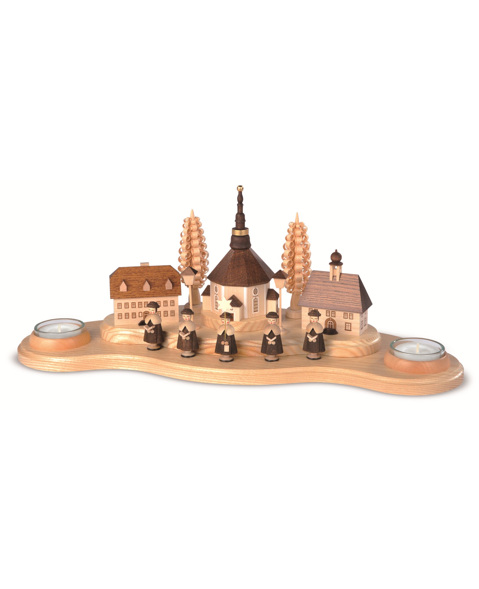 Chandelier Village de Seiffen Müller en bois véritable de l'Erzgebirge fait main 16 cm