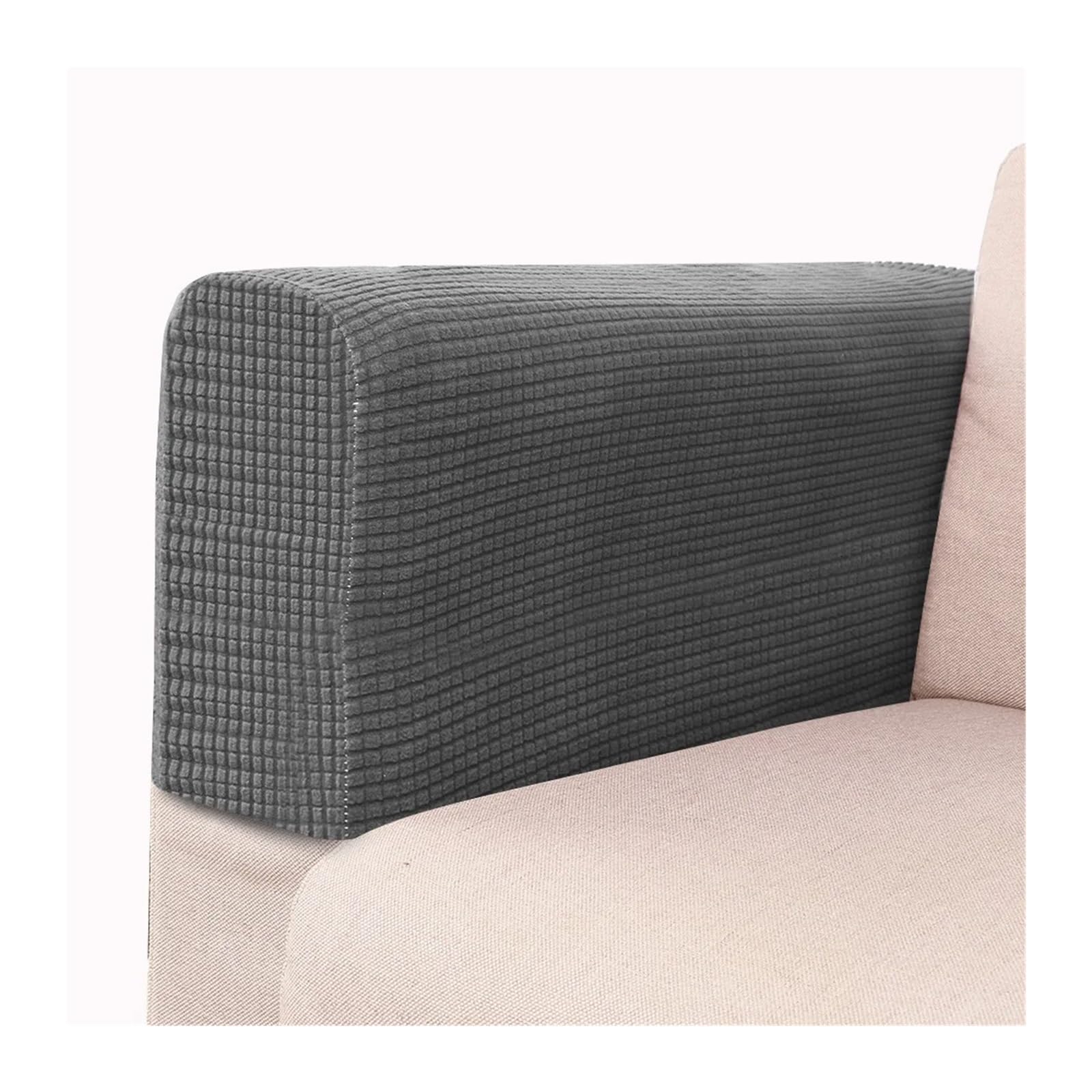 SFOIKVG Arm Covers 2pcs/set Shake Fleece Solid Color Elastic Dustproof Sofa Armrest Glove Decoration for Sofa Chair(Dark Grey)