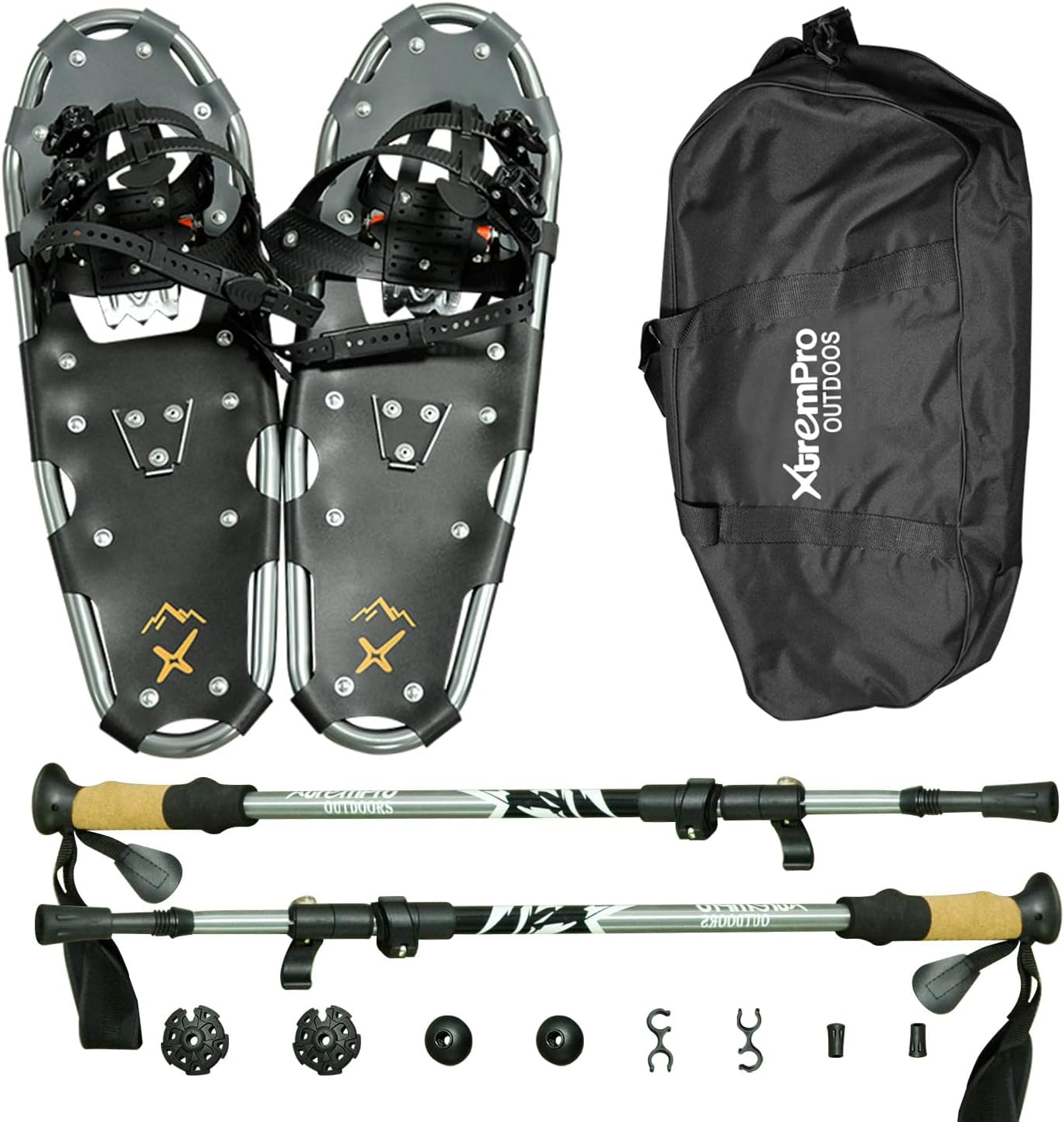 All Terrain Snowshoes with Trekking Poles,Lightweight Aluminum Snowshoes and Trekking Poles for Women/Men/Kids,Adjustable Ratchet Bindings and Carrying Tote Bag
