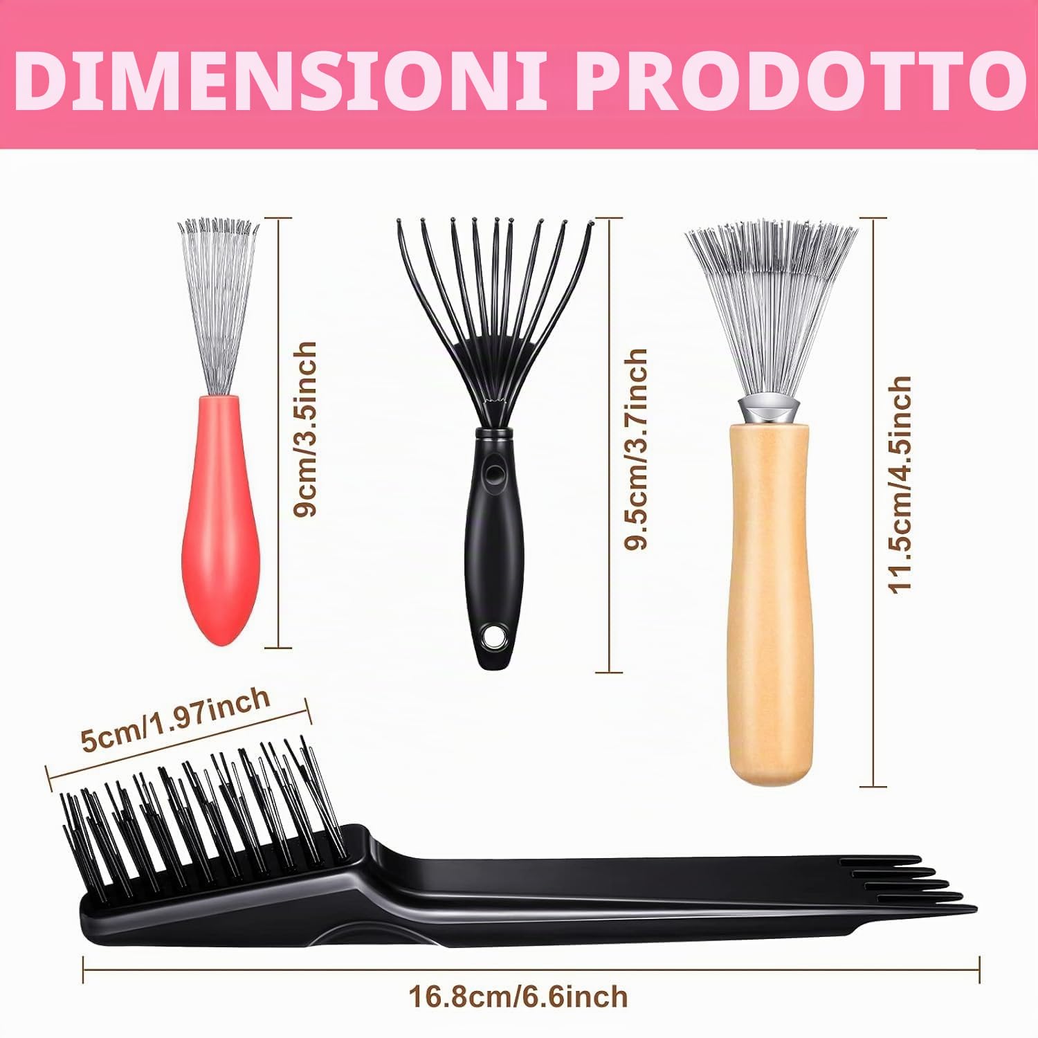 Strumento Pettine di Pulizia,4 Pezzi Spazzola per Capelli Spazzola per La Pulizia Strumento di Pulizia per Pulizia dei Capelli Mini Strumento per Rimuovere Capelli,Polvere,Sporco