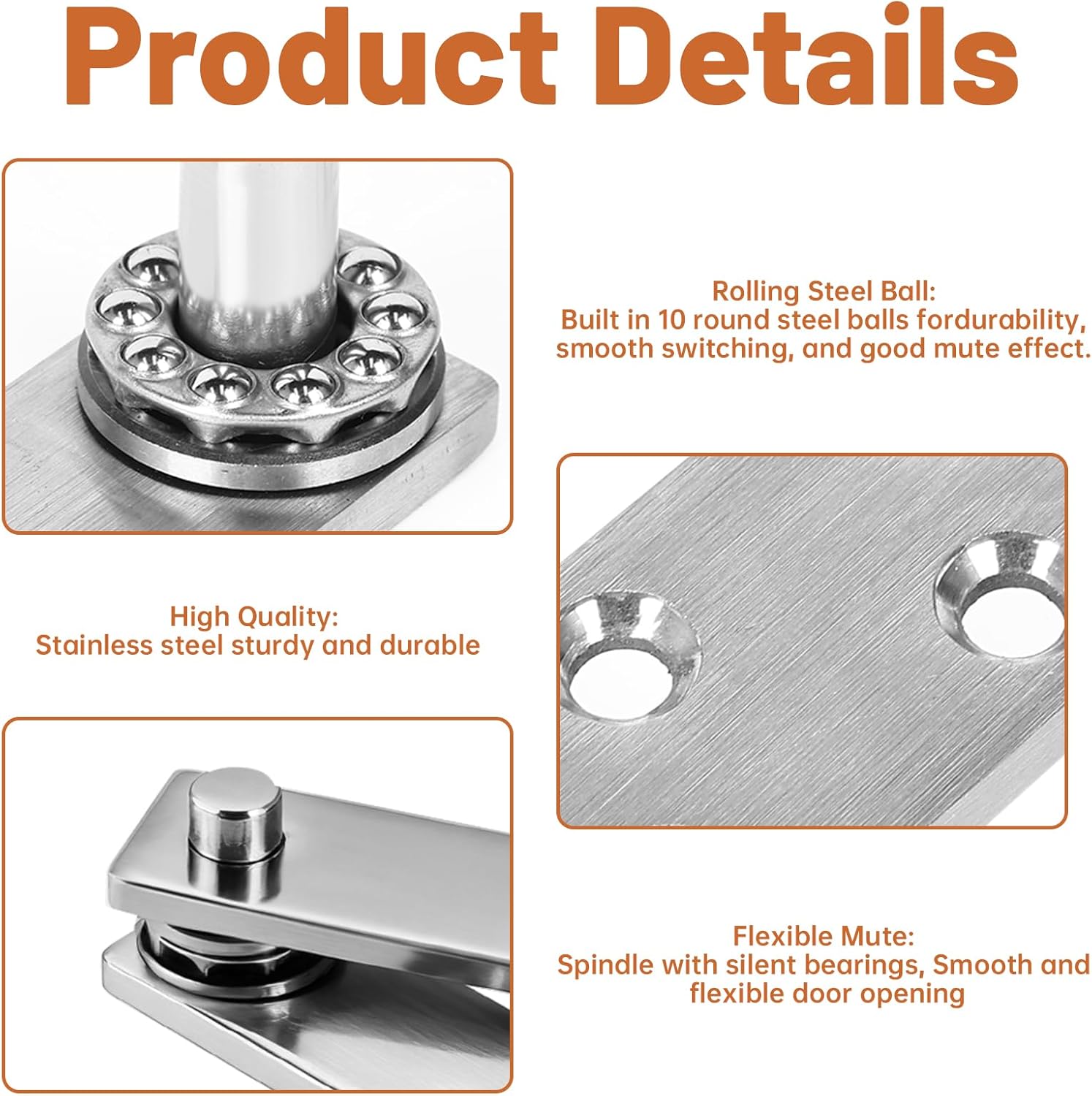 Heavy Duty Pivot Hinge, Pivot Hardware for Max 330 Lb, Hidden Door Hinges Kit for Secret Door Bookcase Wood Bookshelf (Silver)