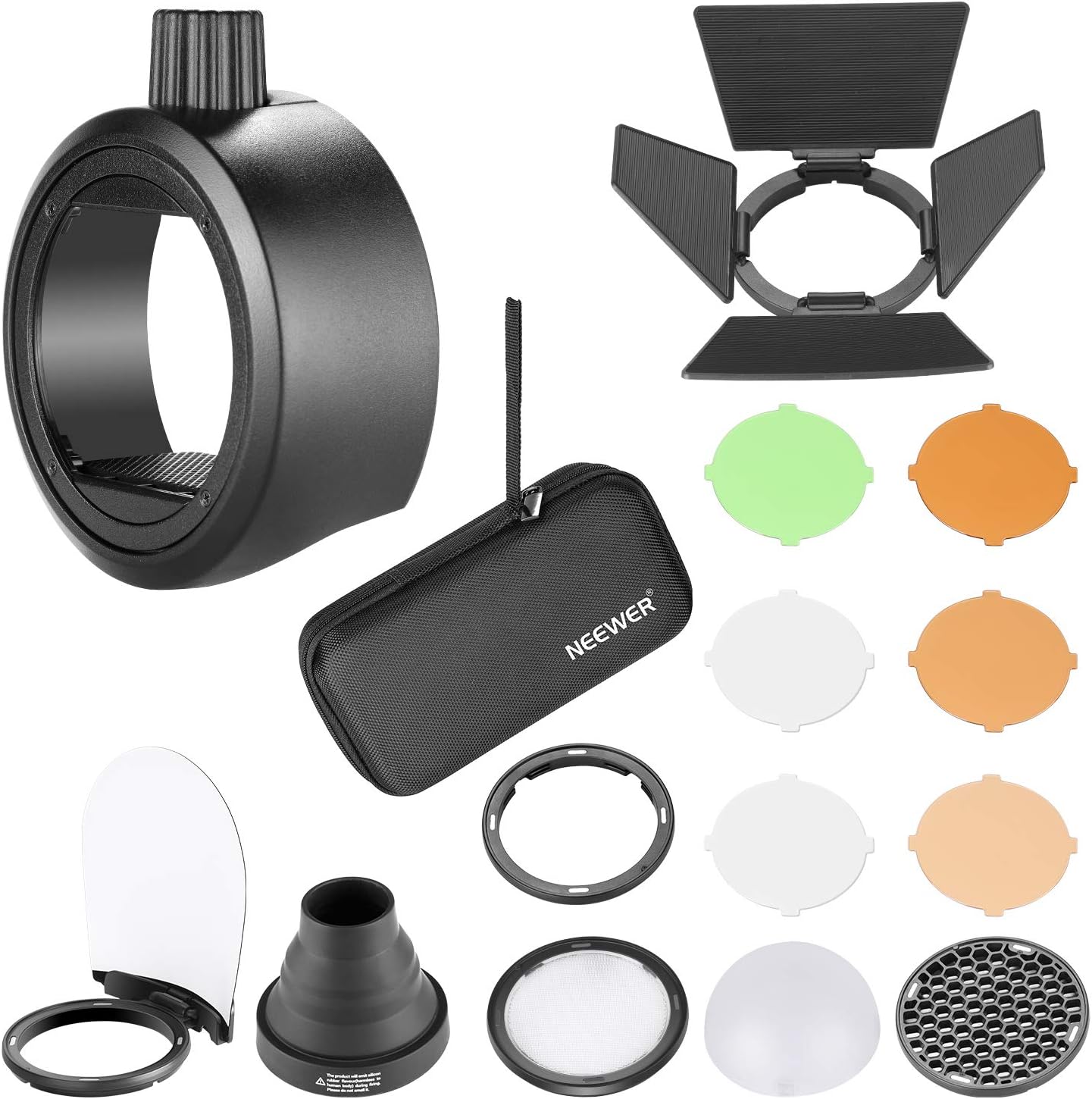 Neewer AK-R1 Camera Flash Accessories Kit with Universal S-R1 Speedlite Head Adapter Compatible with Canon, Nikon, Sony and Neewer V1-S/AD200 Round Head Speedlite Flash, etc, Magnetic Design
