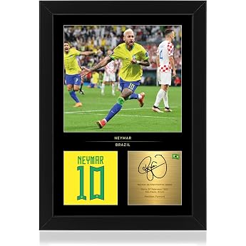 Win FC Neymar Jr A4 Framed Photo Display Digital Signed Gift For Brazil Fans