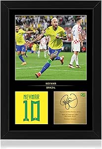 Foto Incorniciata Neymar Jr - Regalo Per Tifosi Brasile A4 Con Autografo - Foto 6