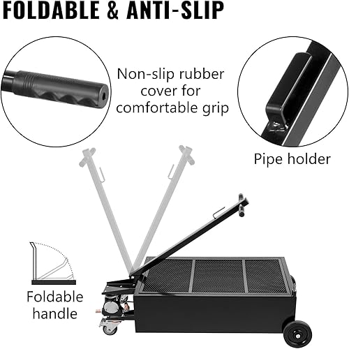 Miniatura 25 de VEVOR Bandeja de drenaje de aceite de perfil bajo, bandeja de drenaje de aceite de 15 galones con bomba, bandeja de cambio de aceite con bomba