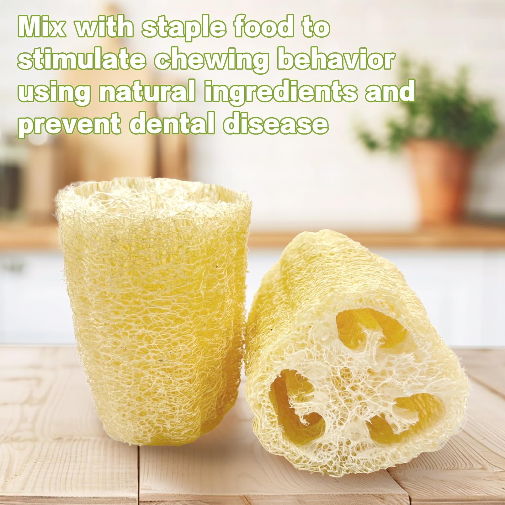 BNOSDM Giocattoli da masticare in luffa naturale per coniglio, giocattolo per la macinazione dei denti del coniglio, ricchi di fibre, accessori per l'intrattenimento per conigli e cincillà, 6 pezzi