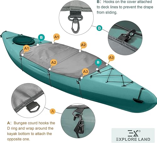 Miniatura 11 de Explore Land Waterproof Kayak Cover - 600D Kayak Drape for Indoor and Outdoor Storage