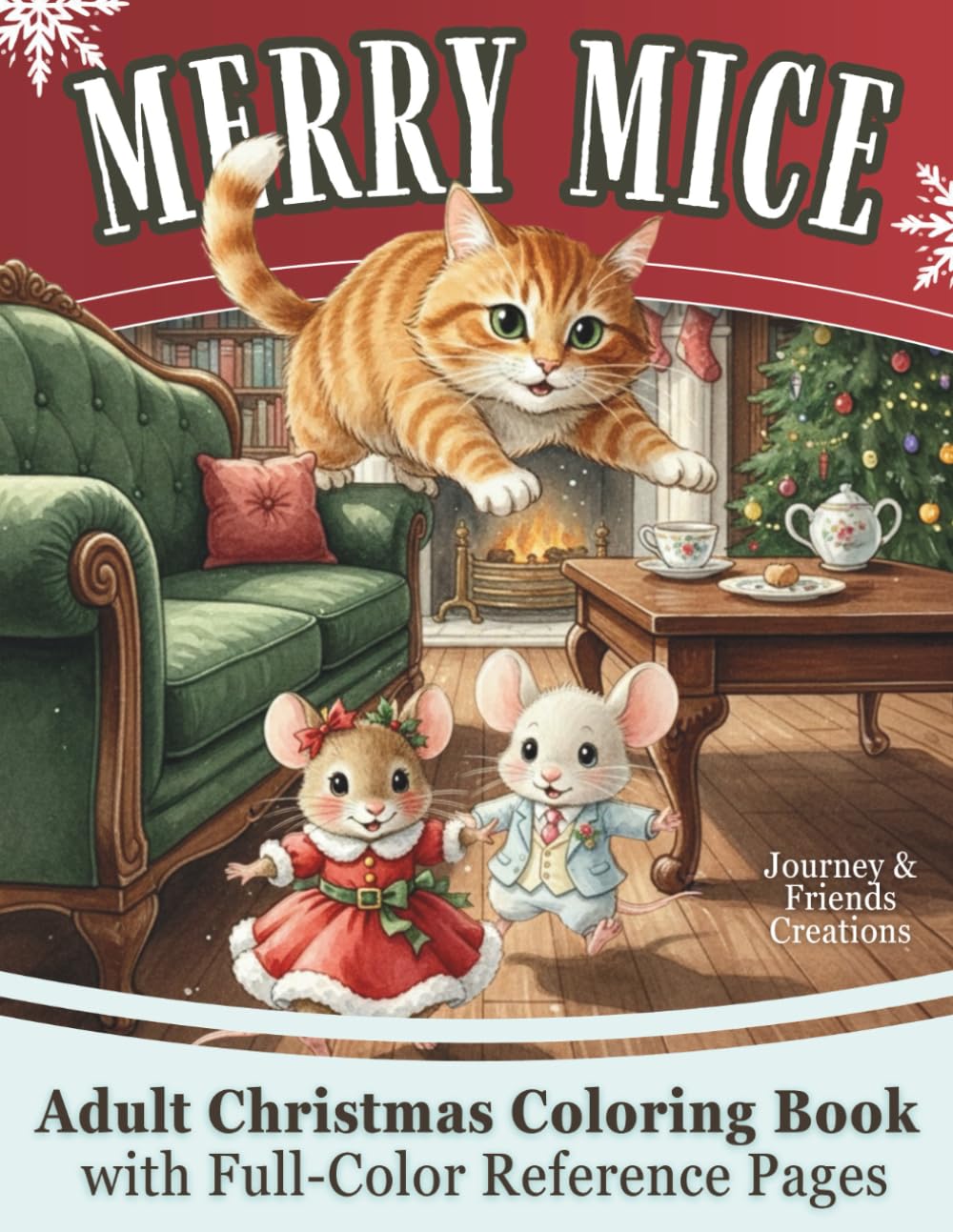Merry Mice Adult Christmas Coloring Book with Full-Color Reference Pages: Detailed Christmas Coloring Book