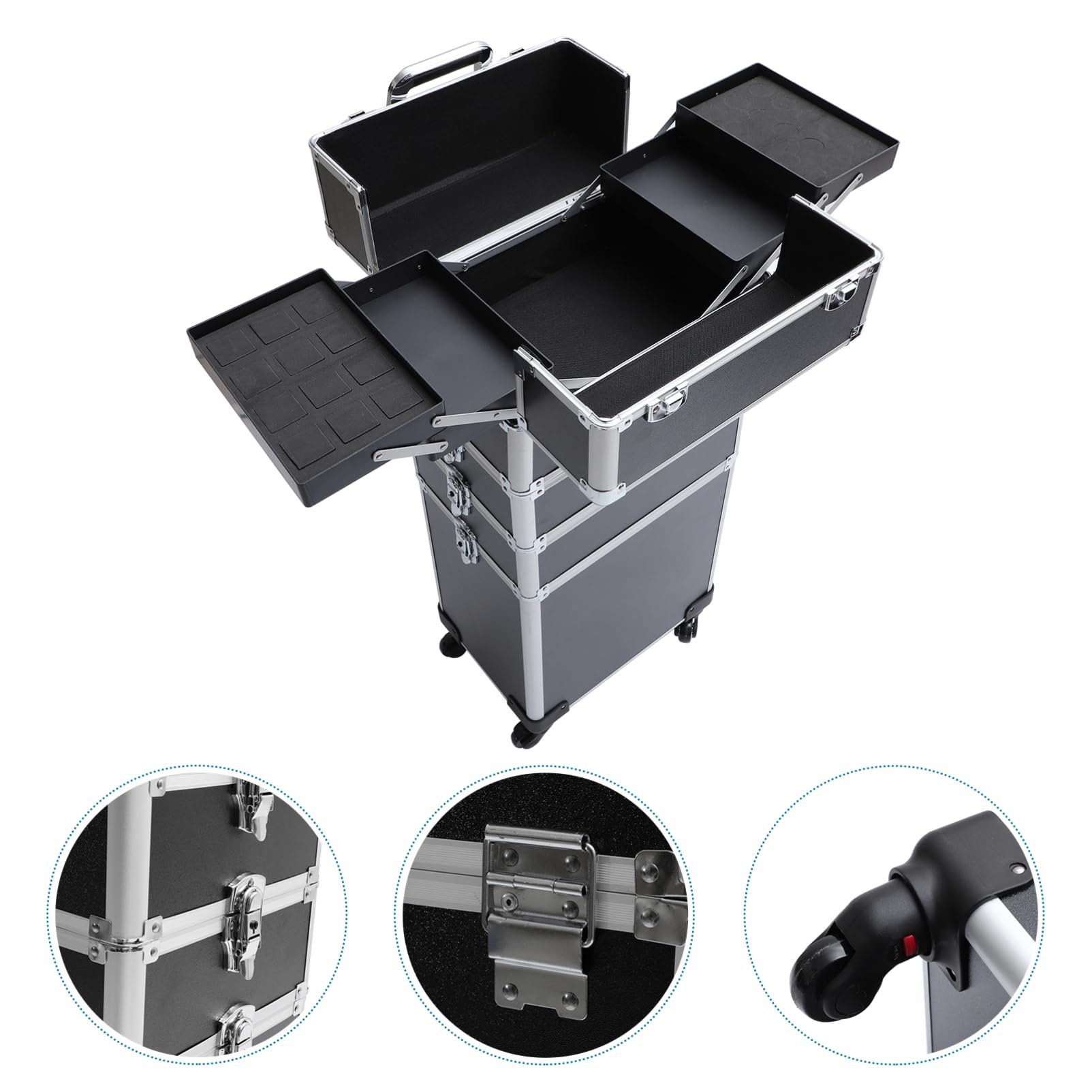 Veemoon 1pezzi Carrello Organizer per Trucchi Grande Ruote da Beauty Case Impugnatura Ergonomica Multistrato e Capiente per Cosmetici e Altri Articoli