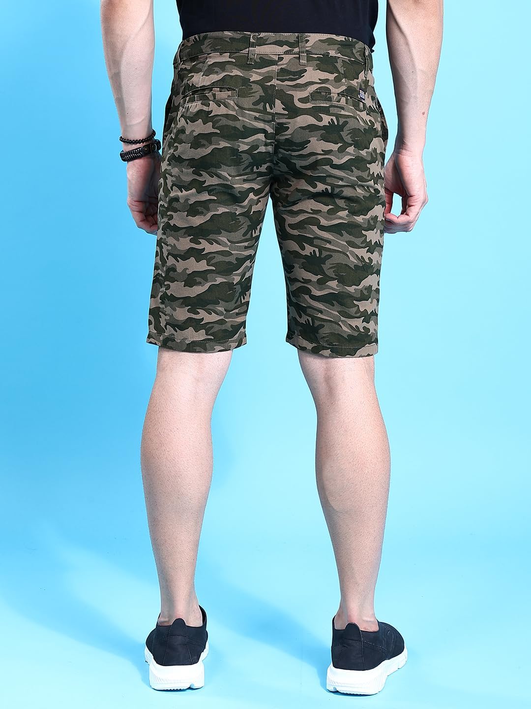 The Indian Garage Co Men's Slim Fit Short Abstract Print Mid Waist
