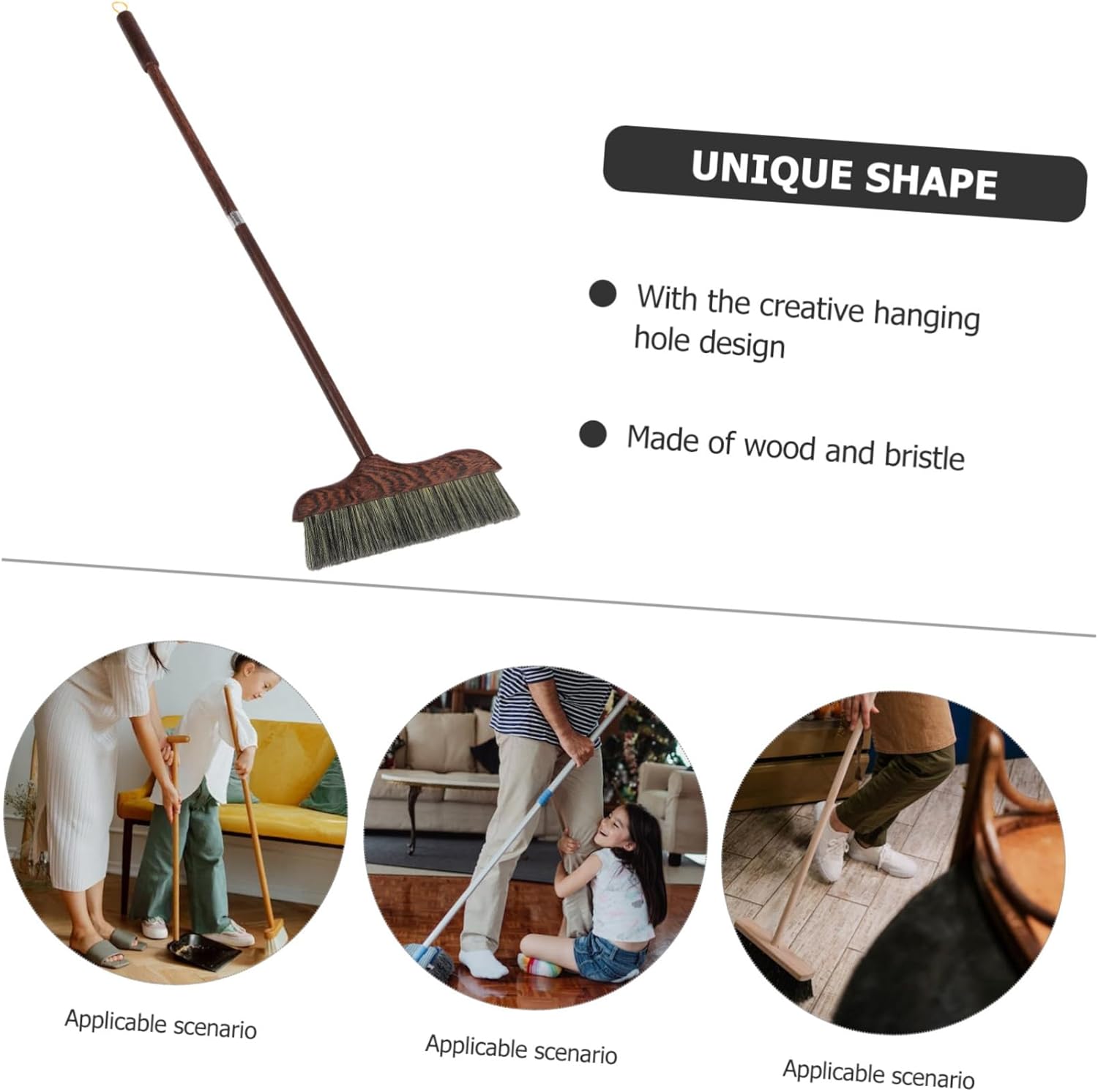 Generic Wood Splicing Broom and Air Grout Solution Scrub Outdoor Broom Heavy Duty Broomstick Floor Wiper Pan Cleaner Cordless Kitchen Mop Cleaning Tools Home Cleaning Device Wooden Coffee