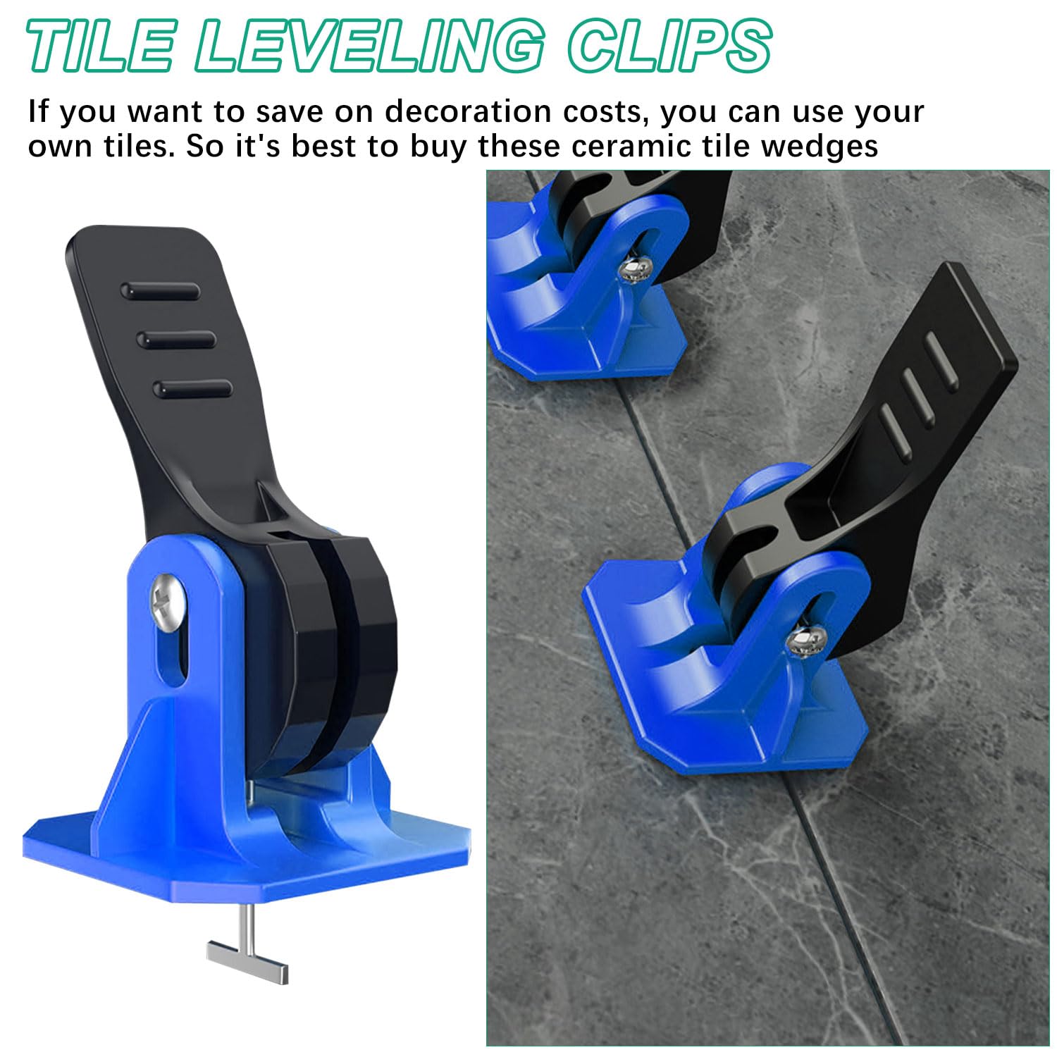100 Pezzi Riutilizzabili Livellatori per Piastrelle 2mm, Blu Kit Sistema di Livellamento per Piastrelle, 100 Livellamento Regolatore per Pavimenti Dell'edificio