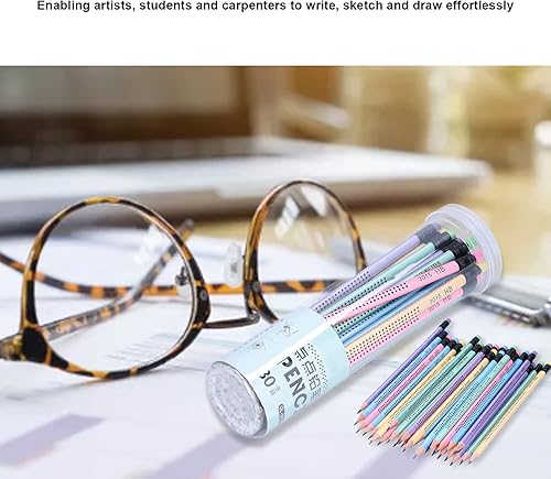 Miniatura 3 de TREETDOBV Paquete de 30 lápices HB triangulares lindos lápices afilados, borrador de cinta antideslizante, herramientas de escritura, boceto y