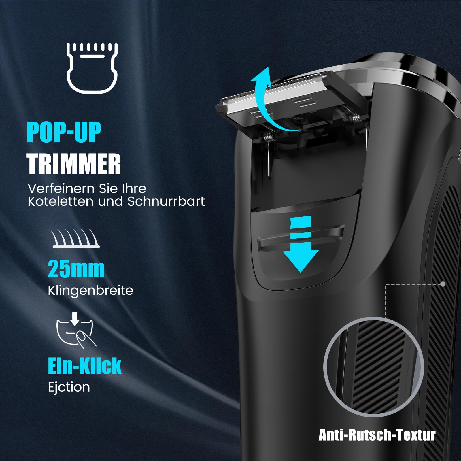 Brightup Rasierer Herren Elektrisch mit 4D-Schwebekopf, Kabellos LED Elektrischer Nass- und Trockenrasierer für Männe, IPX6 Wasserdichter Elektrorasierer, USB-C Aufladung & Pop-Up Trimmer, Reisesperre
