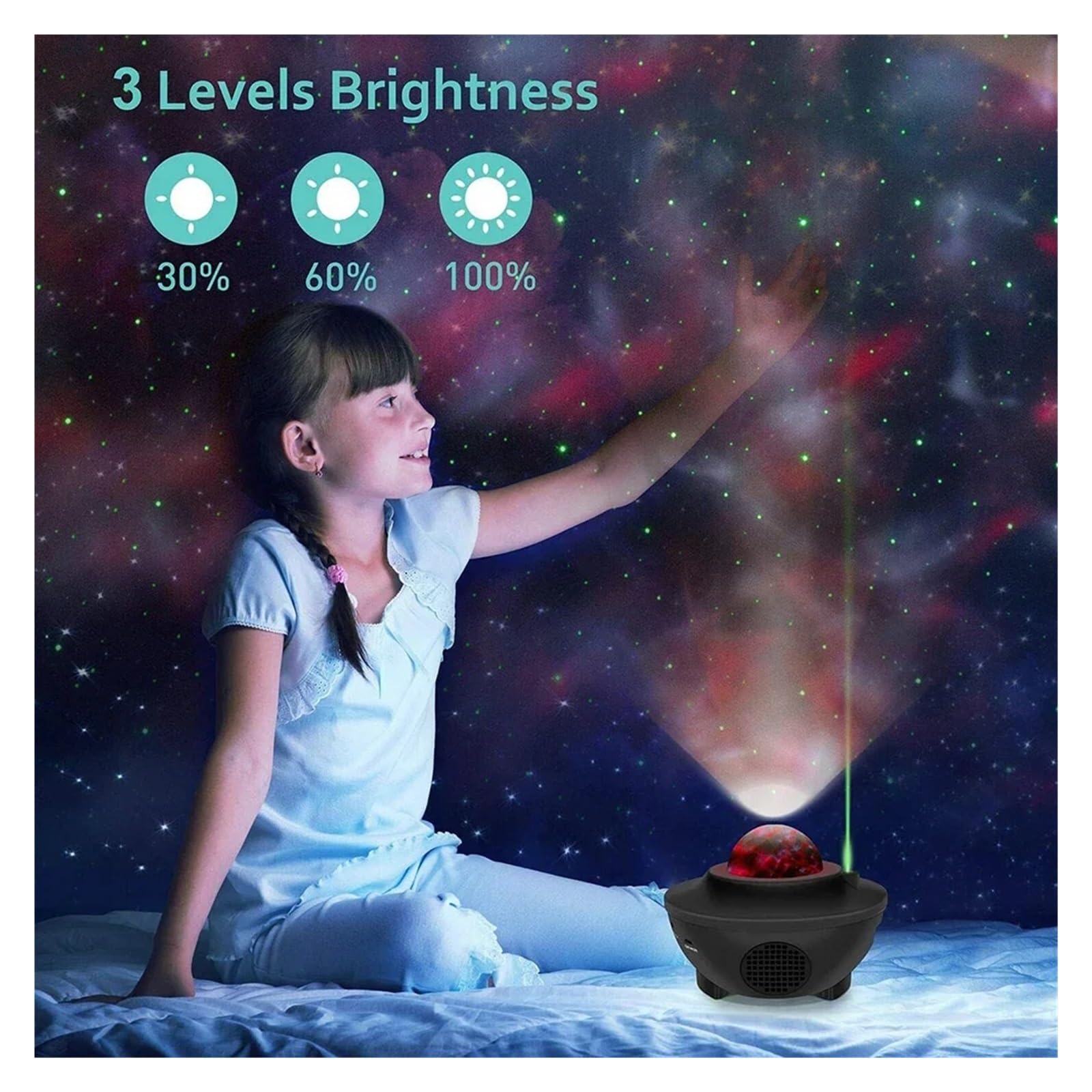 Projektor Nocny LED Starry Galaxy Prezent Dla Dzieci USB Bluetooth Odtwarzacz Muzyczny Star NightLight Kolorowy Nocna Lampka Projekcja W Wysokiej RozdzielczośCi