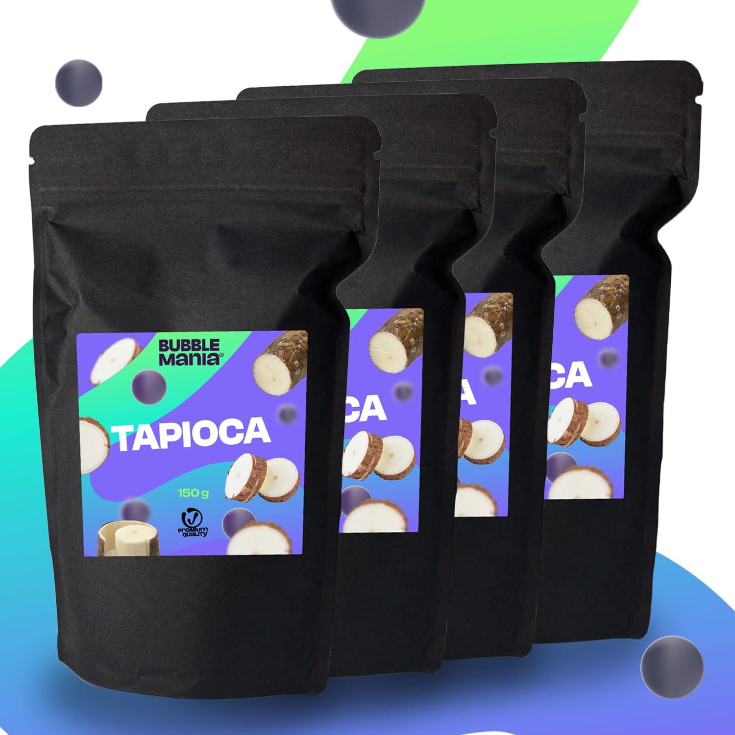 Bubble Mania Popping Boba Burbujas de frutas para Bubble tea/Té de burbujas - Paquete de 4 perlas de Tapioca que revientan frutas - Listo para comer (Fresa, Mango, Maracuyá, Manzana)