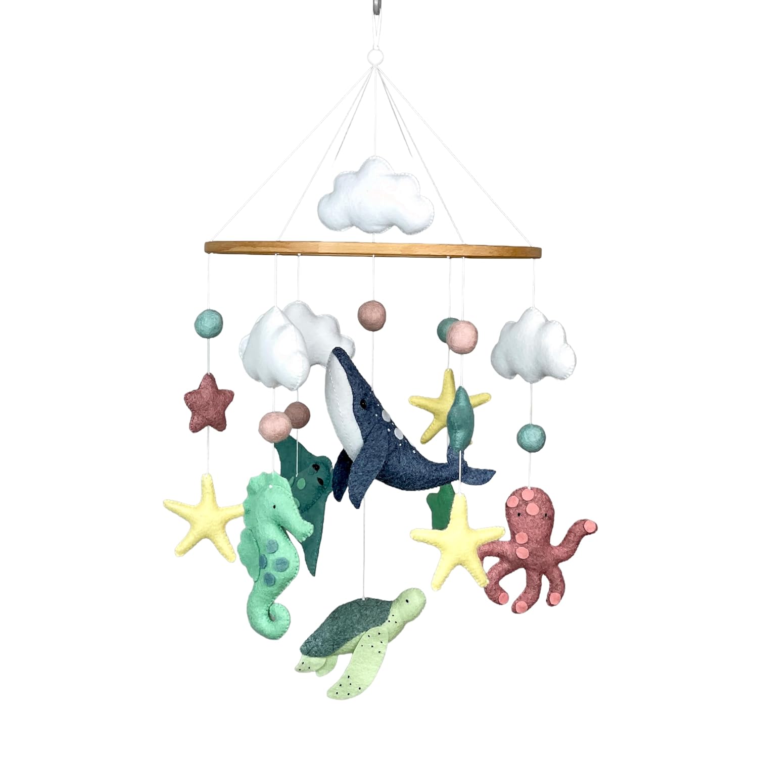 Ocean Baby Mobile for Crib Under The sea Mobile Nautical Theme Nursery Felt sea Animals Neutral Baby Mobile Sea Creature Mobile Ocean Baby Shower Gift for Newborn New mom Gift