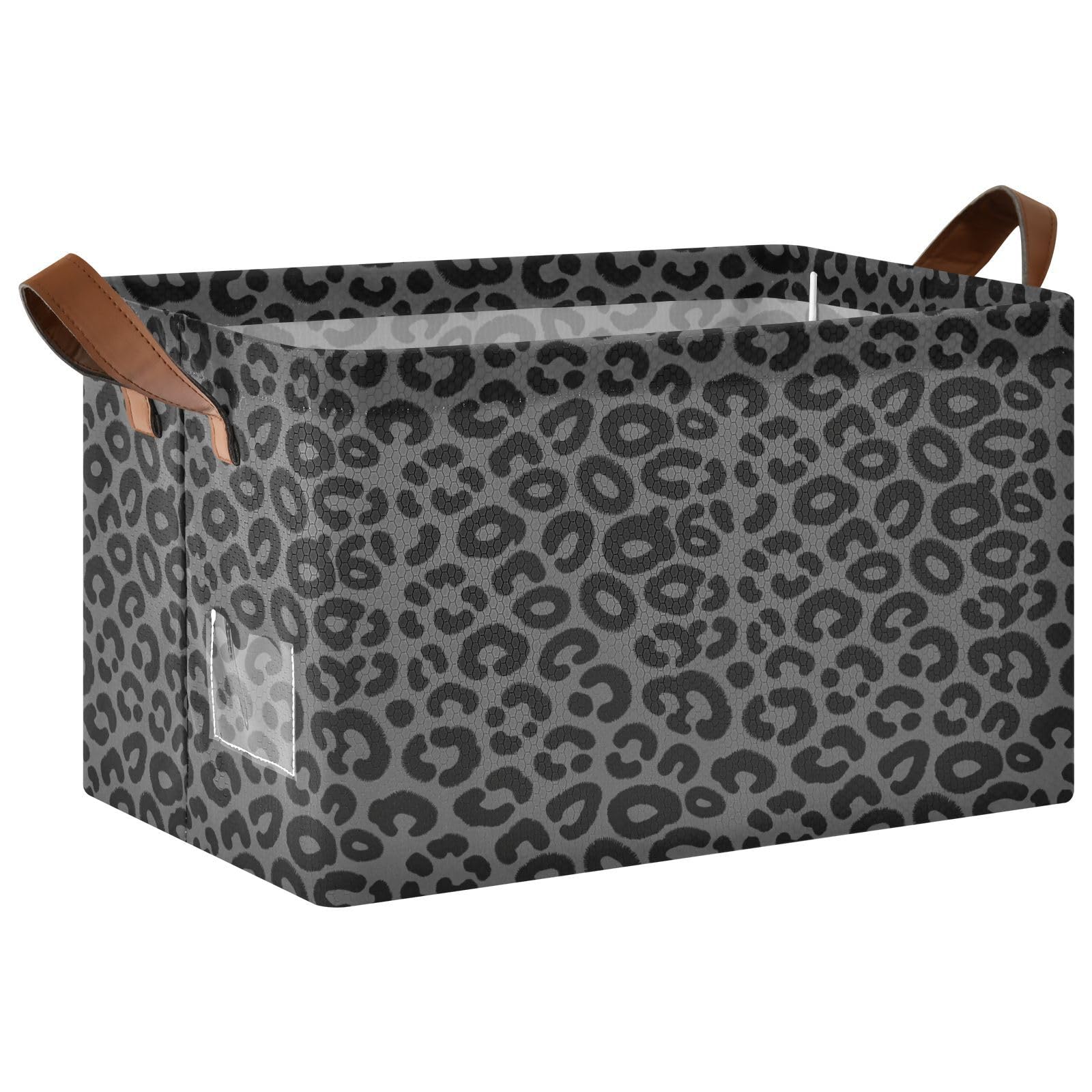 FRODOTGV Contenedores de almacenamiento abiertos para armario, dormitorio, cocina, negro, gris, leopardo, M
