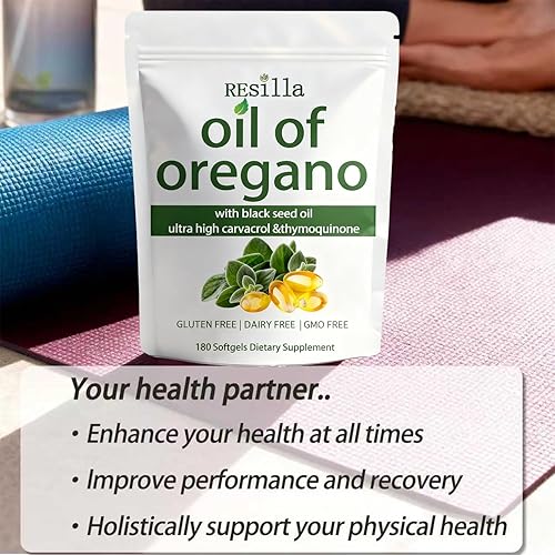 Miniatura 4 de RESILLA Aceite de cápsulas blandas de orégano, 180 unidades  2 en 1 formulado con aceite de semilla negra, carvacrol de fuerza 4 veces y timoquinona