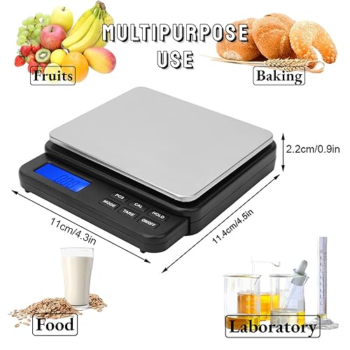 Miniatura 3 de Balanza de pesaje 35.27 oz/0.00 oz Mini báscula digital alta, báscula de cocina, báscula eléctrica, para cocinas, laboratorios, etc. (negro)