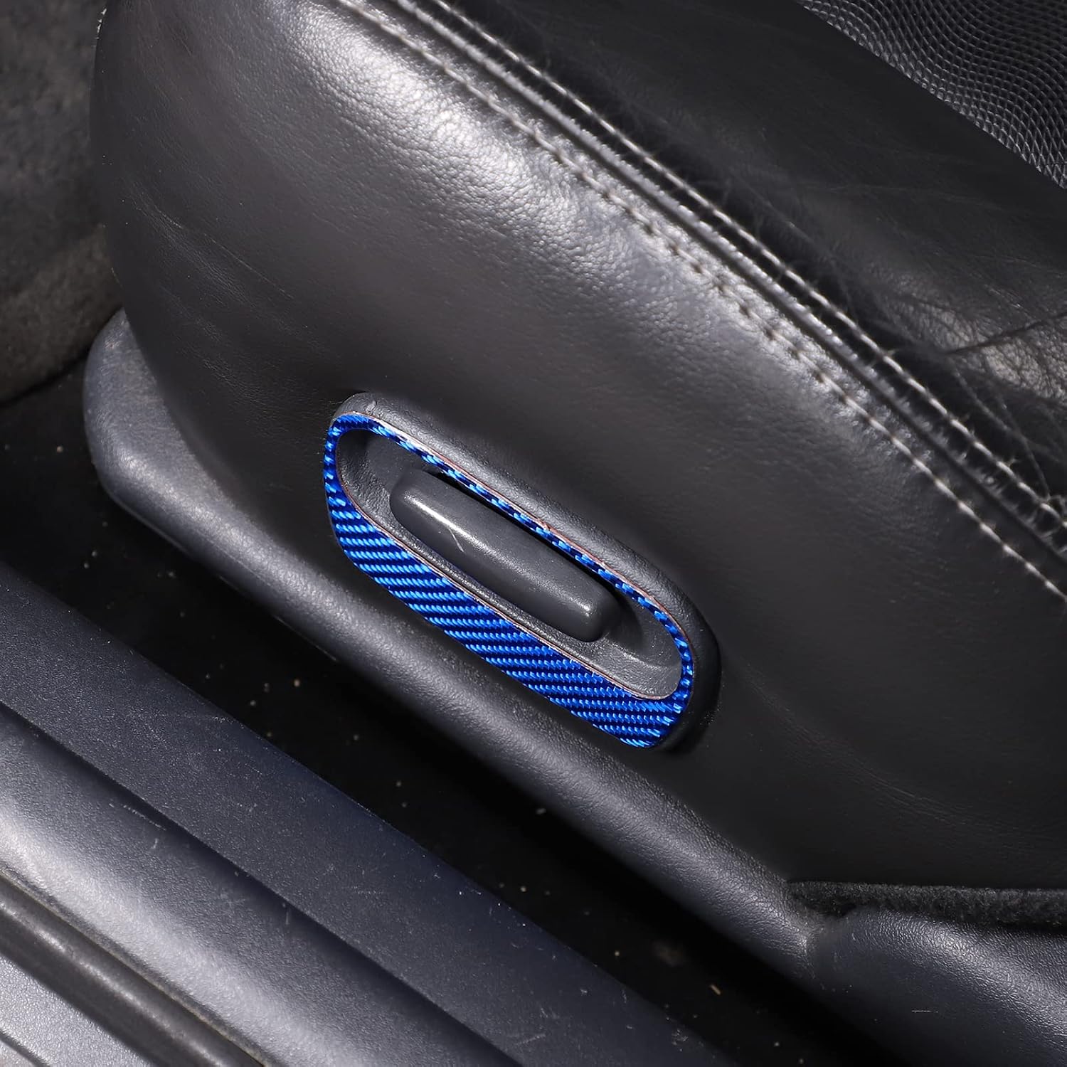 HAPPYHORSE Car Carbon Fiber Sticker Compatible with Mitsubishi Eclipse/Eclipse Spyder 2006-2011 Blue Real Carbon Fiber Sticker Decal Interior Trim Cover Accessories (Main Driver's seat Adjustment)