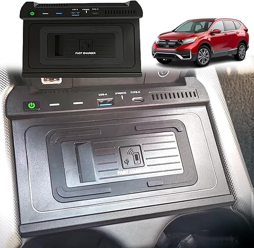 Cargador de coche inalámbrico Qi de 15 W para Honda CRV 2021-2022, panel de accesorios de consola central para cualquier teléfono habilitado con Qi,