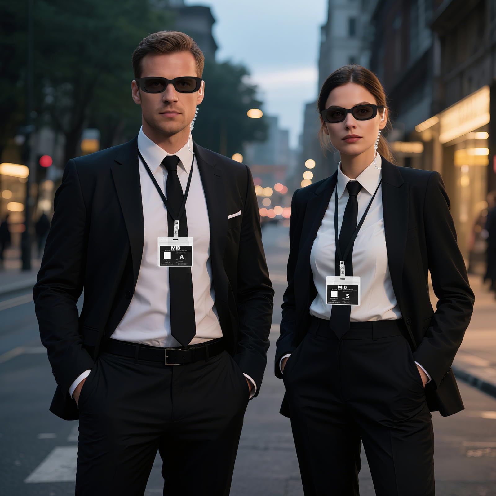 Agent Costume Accessories Set, Secret Agent Dress-Up Kit with ID Card, Black Sunglasses, Fake Earpiece, Zip Tie - Image 4