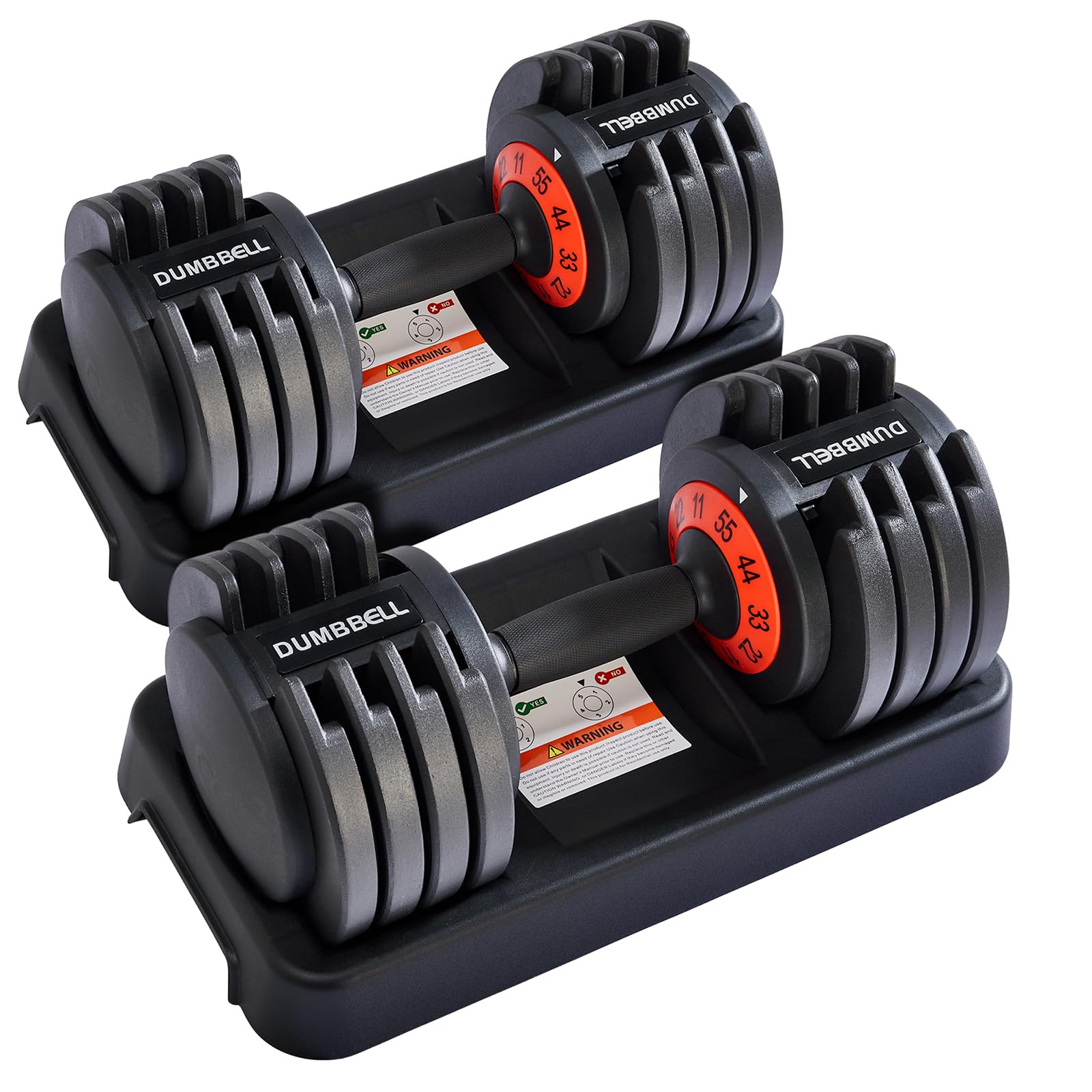 Gidsmk 55lbs Pair Adjustable Dumbbell Set, Fast Adjust Dumbbell Weight for Exercises Pair Dumbbells for Men and Women in Home Gym Workout Equipment, Dumbbell with Tray Suitable for Full Body