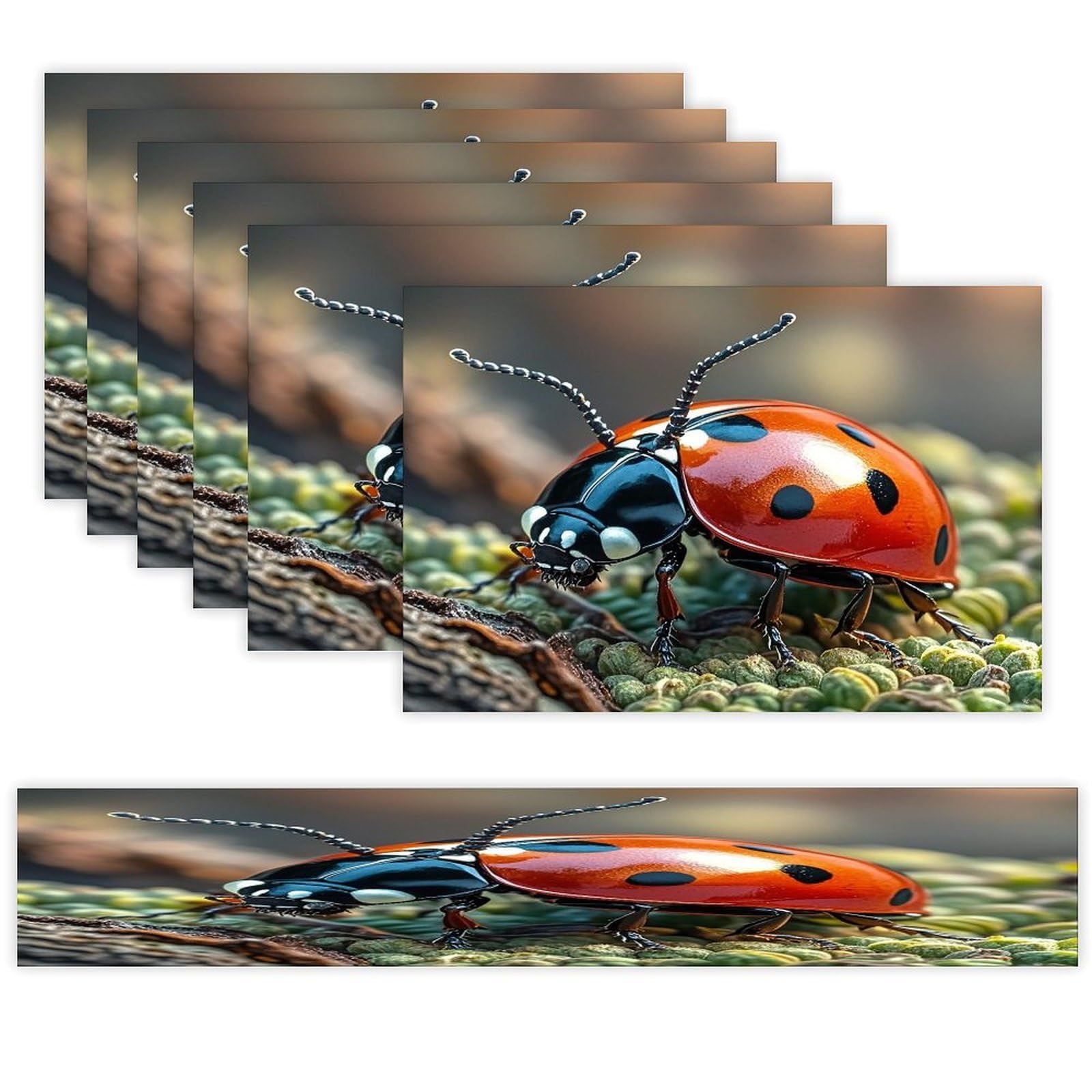 Red Ladybug Table Runner and Placemats Set of 6 Heat Resistant Washable Table Runners Dining Mat Sets Modern Cloth Place Mats Linen Table Decor for Kitchen Dining Room