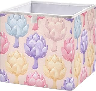 Storage Cubes Colorful Artichoke Pattern Design Open Home Storage Bin Collapsible 11x11in Clothes Storage Box Shelves Closet Cabinet Dorm 1 PC